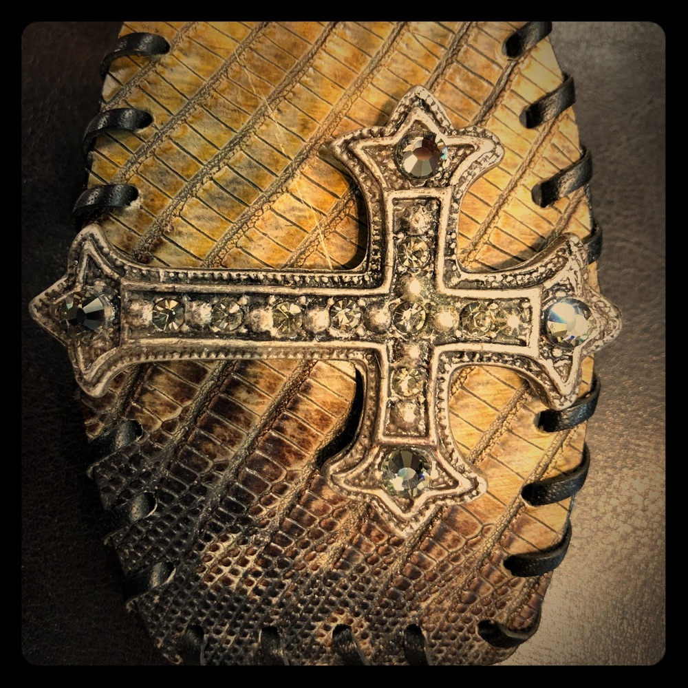 Leather with Metal Cross